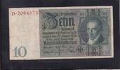Weimarer Republik, Reichsbank, 10 Reichsmark Ro.173a,DEU-183a, Friedensdruck, Wz.Kopf, Udr.-Bst: F, Serie: D, -