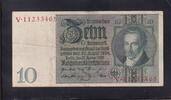 Weimarer Republik, Reichsbank, 10 Reichsmark Ro.173a,DEU-183a, Friedensdruck, Wz.Kopf, Udr.-Bst: S, Serie: V -