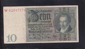 Weimarer Republik, Reichsbank, 10 Reichsmark Ro.173a,DEU-183a, Friedensdruck, Wz.Kopf, Udr.-Bst: S, Serie: W -