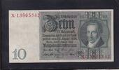 Weimarer Republik, Reichsbank, 10 Reichsmark Ro.173a,DEU-183a, Friedensdruck, Wz.Kopf, Udr.-Bst: S, Serie: X -