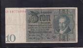 Deutsches Reich, Weimarer Republik, 10 Reichsmark Ro.173a,DEU-183a, Friedensdruck, Wz.Kopf, Udr.-Bst: S, Serie: O -