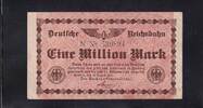 Weimarer Republik, Reichsbahn, 1 Million Mark Reichsverkehrsminister Berlin, Serie: 1 stellig, -