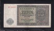 Deutschland, Sowjetische Besatzungszone, 10 Deutsche Mark Ro.343b,SBZ-14b,KN 6stellig, UdSSR Druck, 2 Sbst.vor KN, Serie:AP, -