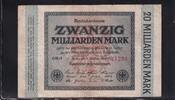 Weimarer Republik, Reichsbank, 20 Milliarden Mark Ro.115h,DEU-137d, Wz. Sterne mit S,FZ:OH -