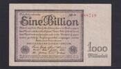 Weimarer Republik, Reichsbank, 1 Billion Mark Ro.131d, DEU-162d Firmendruck, KN 6 stellig, FZ: schwarz AR, -