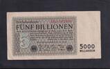 Weimarer Republik, Reichsbank, 5 Billionen Mark Ro.127c, DEU-157a, Firmendruck, Wz. Kreuzblüten KN und FZ:J, rot, -