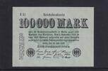 Weimarer Republik, Reichsbank, 100000 Mark Ro.90a,DEU-102b Wz. Hakensterne, FZ:E, -