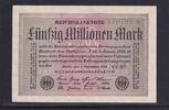 Weimarer Republik, Reichsbank, 50 Millionen Mark Ro.108h, DEU-123c, Papier weiß, Wz. Ringe, FZ: YZ schwarz, KN: grün, -