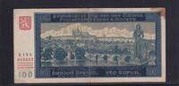 Drittes Reich, Böhmen und Mähren, 100 Kronen Ro.560a, ZWK-11a, 1.Auflage Serie: A blau , -