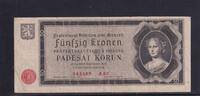 Drittes Reich, Böhmen und Mähren, 50 Kronen Ro.561a, ZWK-13a, ohne Perforation, -