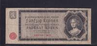 Drittes Reich, Böhmen und Mähren, 50 Kronen Ro.561a, ZWK-13a, ohne Perforation, -