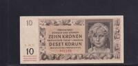 Drittes Reich, Böhmen und Mähren, 10 Kronen Ro.562a, ZWK-14a, ohne Perforation, Serie: N, -