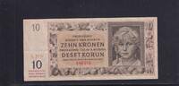 Drittes Reich, Böhmen und Mähren, 10 Kronen Ro.562a, ZWK-14a, ohne Perforation, Serie: N, -