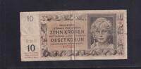 Drittes Reich, Böhmen und Mähren, 10 Kronen Ro.562a, ZWK-14a, ohne Perforation, Serie: N, -
