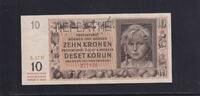 Drittes Reich, Böhmen und Mähren, 10 Kronen Ro.562c, ZWK-M1, mit Perforation NEPLATNE, Serie: N, -