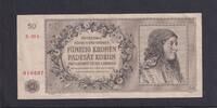 Drittes Reich, Böhmen und Mähren, 50 Kronen Ro.564a, ZWK-16a, ohne Perforation, -