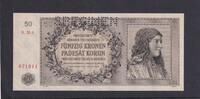 Drittes Reich, Böhmen und Mähren, 50 Kronen Ro.564b, ZWK-16b, mit Perforation SPECIMEN, -