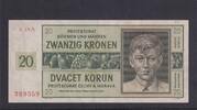 Drittes Reich, Böhmen und Mähren, 20 Kronen Ro.563g,ZWK-15a, ohne Perforation, Serie: A, -
