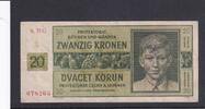 Drittes Reich, Böhmen und Mähren, 20 Kronen Ro.563d,ZWK-15c, ohne Perforation Serie: G, -