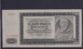 Drittes Reich, Böhmen und Mähren, 1000 Kronen Ro.566d, ZWK-20a, ohne Perforation, II. Auflage, Serie: Ca, -
