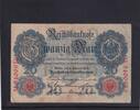 Kaiserreich, Reichsbanknote, 20 Mark 1914 Ro.47b, DEU-41b, KN 7 stellig ... 1.73 £ Tax included +  6.07 £ shipping