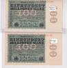 Weimarer Republik, Reichsbank, 2x100 Millionen Mark Ro.106r, Wz.Ringe KN CD-18, 00192520, Wz.Hakensterne KN CD-18, 00192550, -