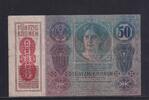 Österreich 50 Kronen 1914 mit Aufdruck DEUTSCHÖSTERREICH, gebraucht III-, 8.67 £ Tax included +  6.07 £ shipping