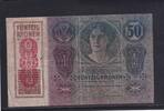 Österreich 50 Kronen 1914 mit Aufdruck DEUTSCHÖSTERREICH, gebraucht III-, 8.67 £ Tax included +  6.07 £ shipping