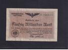 Weimarer Republik, Reichsbahn, Schlesien, 50 Milliarden Mark Reichsbahndirektion Breslau, Wz. Ringelkreismuster, -