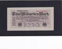Weimarer Republik, Reichsbank, 5 Milliarden Mark Ro.120b, DEU-145d, KN 6 stellig rot, FZ.: P, rot, -
