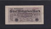 Weimarer Republik, Reichsbank, 5 Milliarden Mark Ro.120c, DEU-145c, KN 6 stellig rot, FZ.: V, schwarz, -