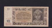 Drittes Reich, Böhmen und Mähren, 10 Kronen Ro.562a, ZWK-14a, ohne Perforation, Serie: N, -