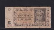 Drittes Reich, Böhmen und Mähren, 10 Kronen Ro.562a, ZWK-14a, ohne Perforation, Serie: N, -