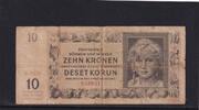 Drittes Reich, Böhmen und Mähren, 10 Kronen Ro.562a, ZWK-14a, ohne Perforation, Serie: N, -