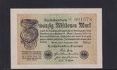 Weimarer Republik, Reichsbank, 20 Millionen Mark Ro.107g, DEU-121a, Wz. Gitter, FZ:WH -