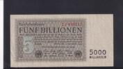 Weimarer Republik, Reichsbank, 5 Billionen Mark Ro.127c, DEU-157a, Wz.Kreuzblüten, KN rot, FZ:J, -