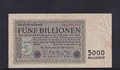 Weimarer Republik, Reichsbank, 5 Billionen Mark Ro.127c, DEU-157a, Wz.Kreuzblüten, KN rot, FZ:B, -