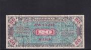 Deutschland, Alliierte Besatzung, 20 Mark Ro.204d, AMB-5d, UdSSR-Druck KN 8 stellig ohne F, -