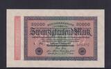 Weimarer Republik, Reichsbank, 20000 Mark Ro.84e, DEU-95i, Wz Hakensterne, KN 6 stellig, FZ: PG, -