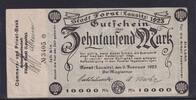 Weimarer Republik, Brandenburg, 10000 Mark Forst (Lausitz), Magistrat, auf CuPB, Filiale Forst, -