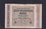 Weimarer Republik, Reichsbank, 10 Milliarden Mark Ro.114a, DEU-136f, Firmendruck, Wz. Hakensterne, KN 6stellig, FZ. DV, -