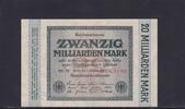 Weimarer Republik, Reichsbank, 20 Milliarden Mark Ro.115b, DEU-137g, Wz. Hakensterne, KN 6 stellig, FZ: RD, schwarzblau, -
