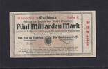 Weimarer Republik, Sachsen, 5 Milliarden Mark Dresden Rat der Stadt, Reihe C, rechts Guilloche grau, -