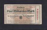 Weimarer Republik, Sachsen, 5 Milliarden Mark Dresden Rat der Stadt, Reihe D, rechts Guilloche grau, -