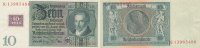 Sowjetische Besatzungszone 10 Reichsmark 1929 mit Marke Ro.334a, Wz.Kopf,Friedensdruck mit Kupon 1948, -