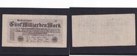 Weimarer Republik, Reichsbank, 5 Milliarden Mark Ro.120d, DEU-145e, mit FZ: AP schwarz, -