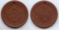 DDR, Riesa Medaille Meissen braunes Böttger-Steinzeug, Riesa Feuerwehr -