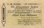 Sachsen 2 Mio.Mark 16.August Dresden, Landständische Bank Oberlausitz -