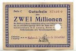 Sachsen 2 Mio.Mark 18.8. Oelsnitz i.V. und Leipzig -