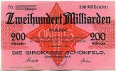 Sachsen 200 Mrd.Mark 8.November Schönfeld -